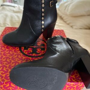 Tory Burch Black Tumbled Leather Booties